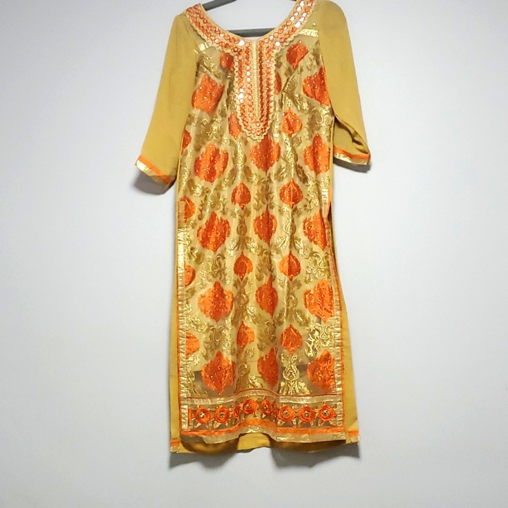 Long suit with plazo pant and dupatta